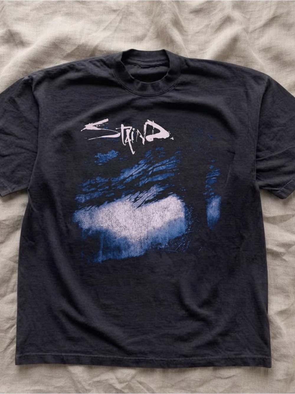 Gildan Black Short-Sleeve Tee with Blue and White Graphic